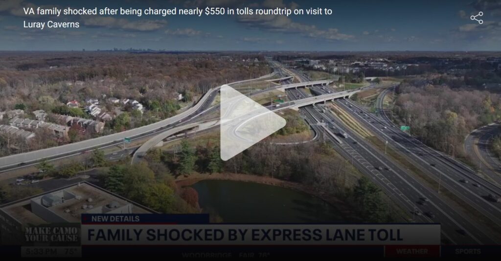 Virginia family charged nearly $550 in tolls roundtrip on visit to Luray Caverns